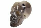 Polished Banded Agate Skull with Quartz Crystal Pocket #237014-2
